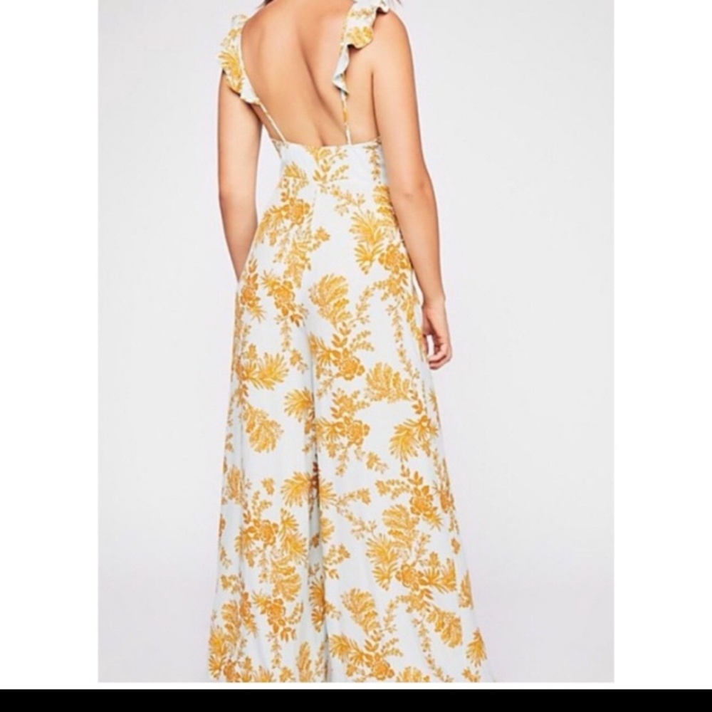 Free People White and Gold Floral Jumpsuit - Picture 2 of 6